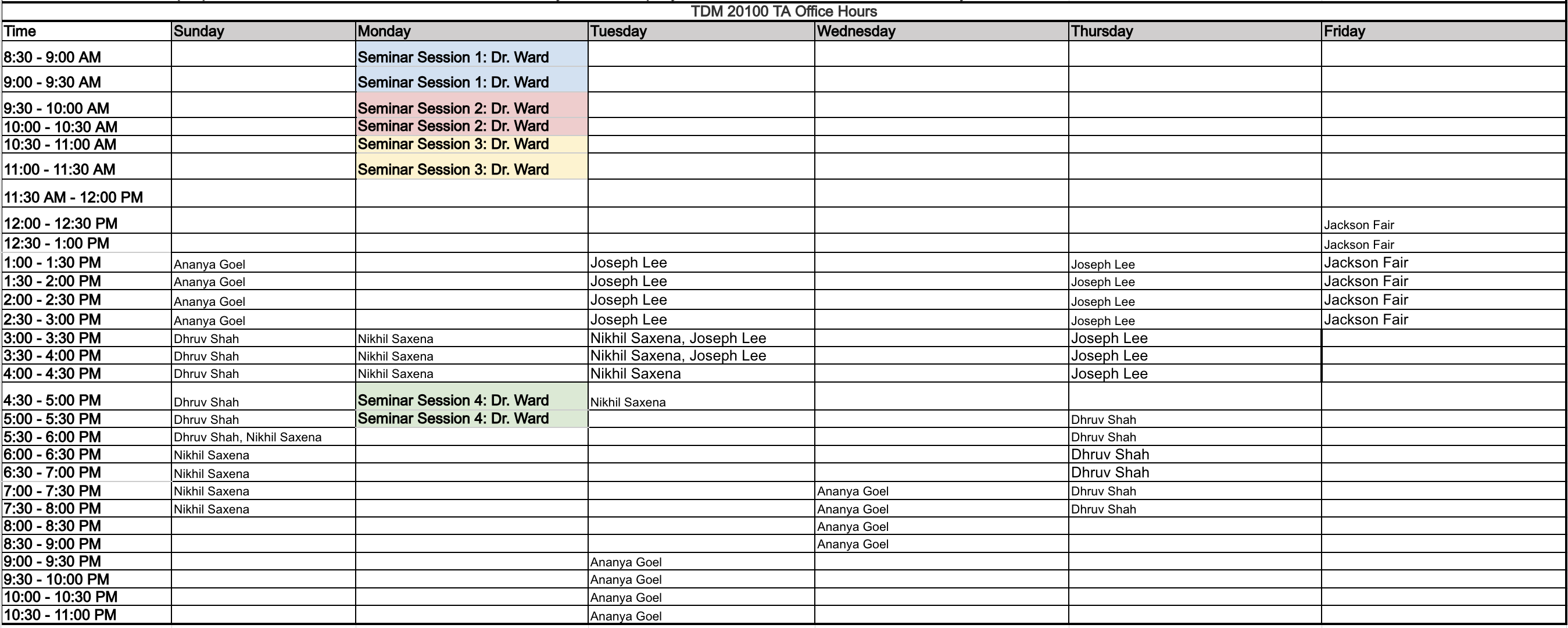 TDM 201 Office Hours